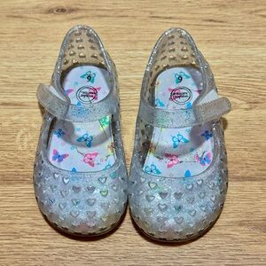 Girls' Clear Glitter Heart Jelly Shoes, Wonder Nation, Toddler Size 6